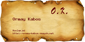 Ormay Kabos névjegykártya